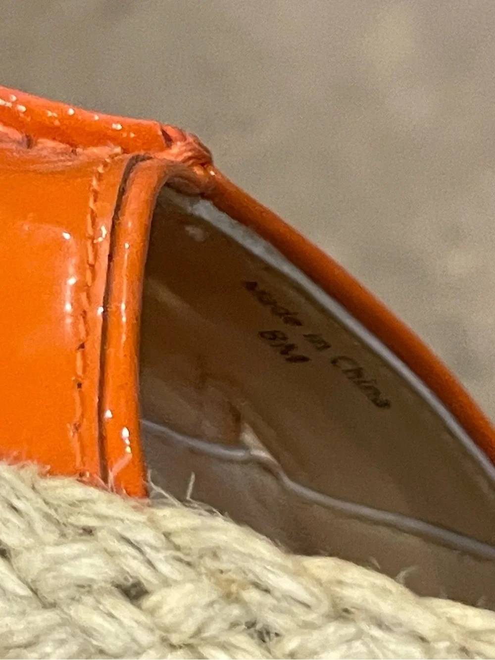 Diane Von Furstenberg Orange Patent Leather Wedge Espadrille, Size 8